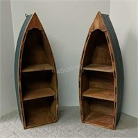 Pair of Wooden Boat Wall Shelves