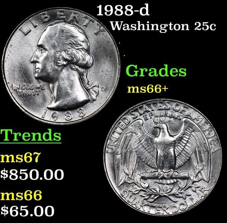 1988-d Washington Quarter 25c Grades GEM++ Unc