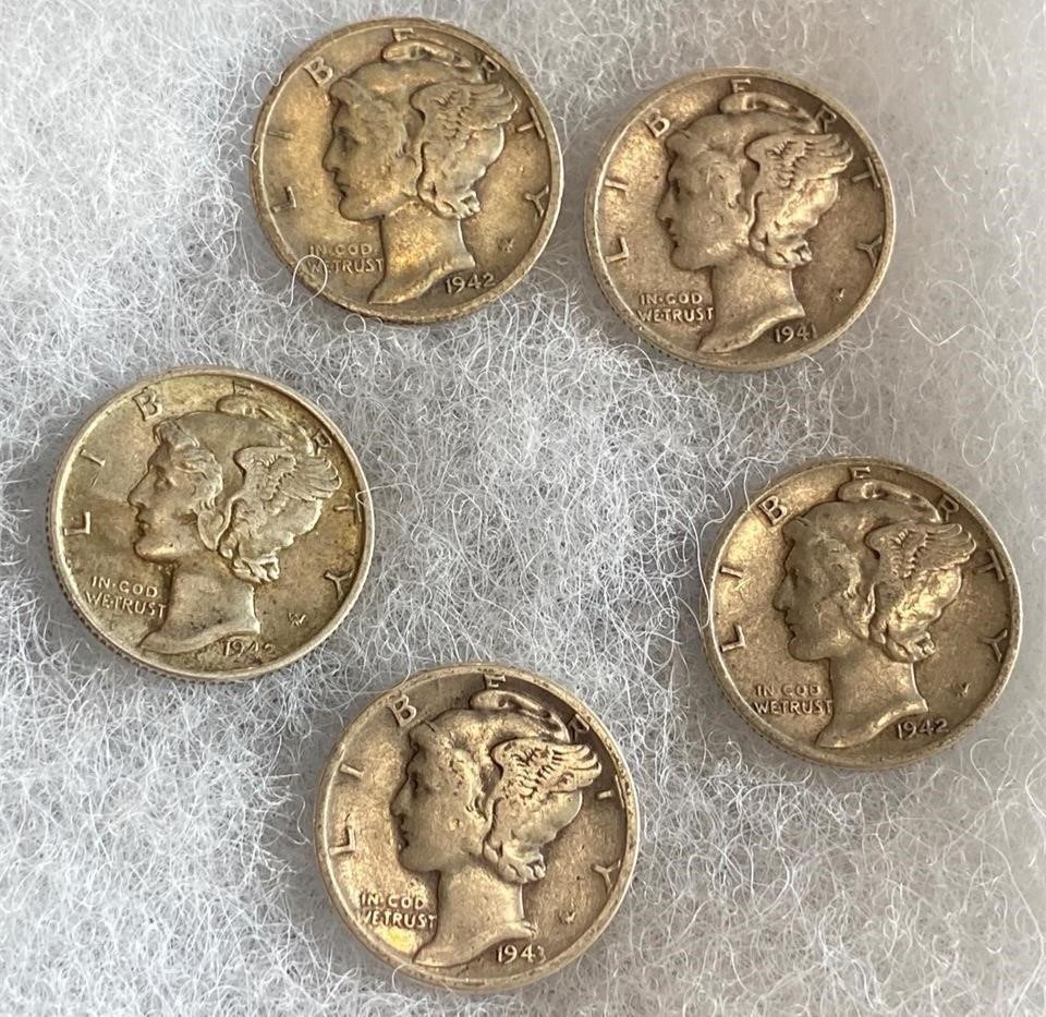 5 Mercury Dimes