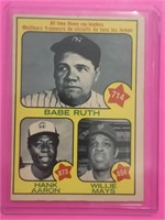 1973 TOPPS CANADIAN  RUTH AARON MAYS CARD
