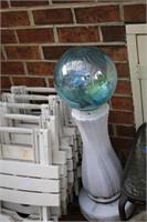 Gazing Ball on White Pedestal