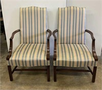 Pair mahogany frame high back chairs