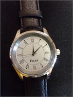 Eiger Black band Watch with white face