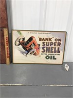 Super Shell oil tin sign-approx 11.5"Tx17.5"L