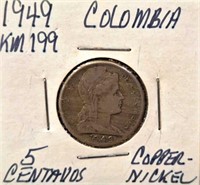 1949 Columbian 5 centavos coin