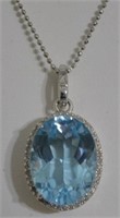 8 ct Genuine Blue Topaz & Diamond Necklace