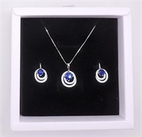 925S 2 Piece Blue Sapphire Jewelry Set