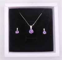 925S 2 Piece Purple Sapphire Jewelry Set