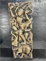 WOOD CARVED ORIENTAL HANGING WALL DECORATION