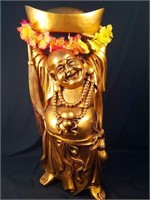 3' Gold Toned Laughing Buddha Statue