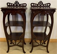 SOLID MAHOGANY PAIR OF ACCENT SHELFS - END TABLES