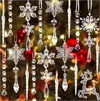 JOHOUSE 20PCS Acrylic Snowflake Ornaments, Icicle