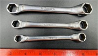 3 SnapOn 6 Pt Angle Double End Wrenches