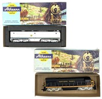 (2) Athearn HO Scale Engine and Train Car