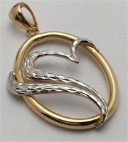 Israel 14k White & Yellow Gold Heart Pendant