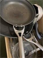 4 box lot of assorted pots and pans, plus more