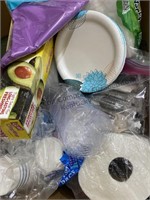 Assorted box plastic wrap, napkins, paper towels,