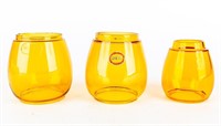 3 Vintage Yellow Dietz Lantern Globes