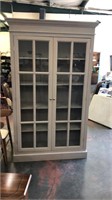 Large Wood Cabinet with Glass Doors
