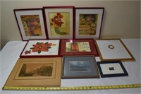 9 framed prints and original works; as is