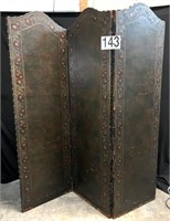 [R] Art Deco Tooled Leather Room Divider