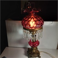 Cranberry glass lamp