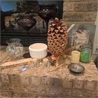 Wall Clock, Pinecone, Amethyst Candle Holders