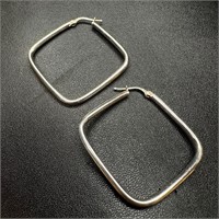 Sterling Silver Square Hoop Earrings