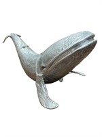 Pewter Whale Sculpture w/ Opening Mouth & Tail