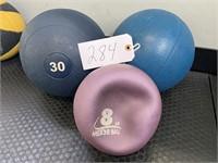 (3) medicine ball lot 30 lbs, 8 lbs, 8 lbs