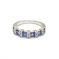 14K WHITE GOLD 0.20CT DIAMOND AND 1.00CT TANZANITE