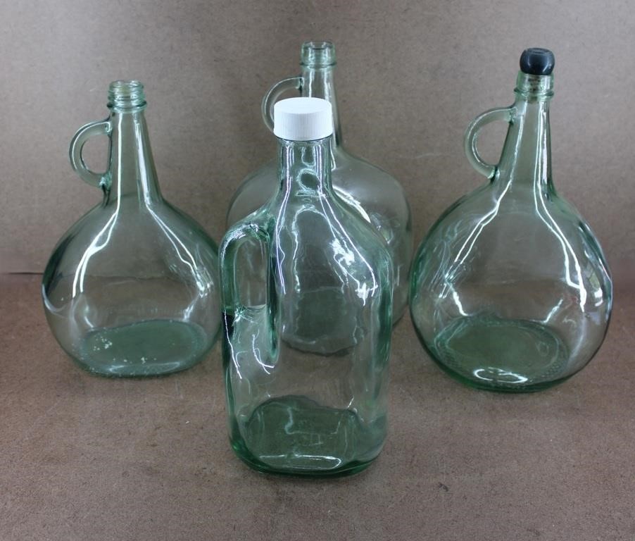 Vintage Green Glass Liquor Bottles