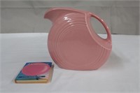 Fiestaware large rose disk pitcher, 7.25"H and