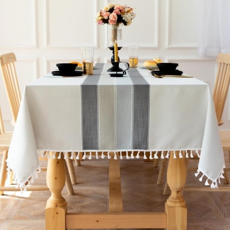 Laolitou Rustic Cotton Linen Table Cloth,Tableclot