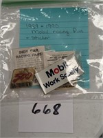 1989 & 1990 Mobil Racing Pins and Sticker