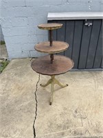 Vintage 3 Tier Round Wood Stand Shelf