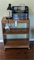 SMALL WHEELED CART, DESK LAMP, AND OFFICE ORGANIZE