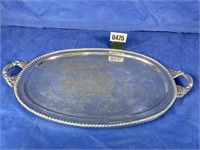 Pewter Oval Tray w/Handles, 17"W