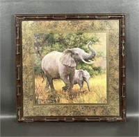 Framed Elephant and Baby by Laurie Snow Hein