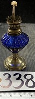 6" Cobalt Blue Glass Oil Lamp
