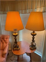 Pair of Solid Brass Table Lamps