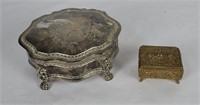 2 Vtg Metal Trinket Boxes