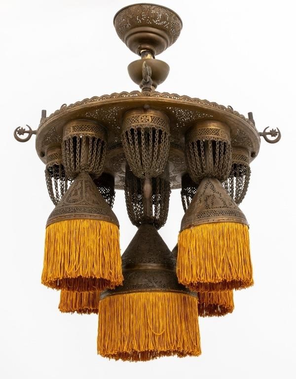 Moroccan 5-Light Brass Hanging Lamp