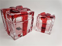 Two Glass Gift Trinket Boxes