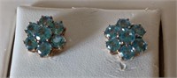 10kt Gold & Blue Topaz Pierced Earrings