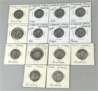 14 Silver Liberty Quarters (90% Silver).