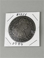 1794 Charles IV Spanish Silver Coin.