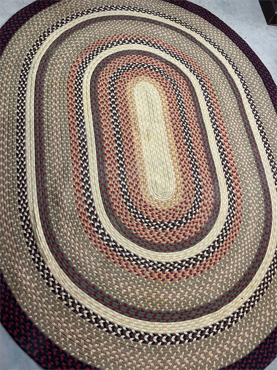 Vintage Large Oval Braided Rug Brown