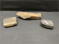 3 Fossil, Mineral Rocks 4"-10" long