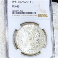 1921 Morgan Silver Dollar NGC - MS63